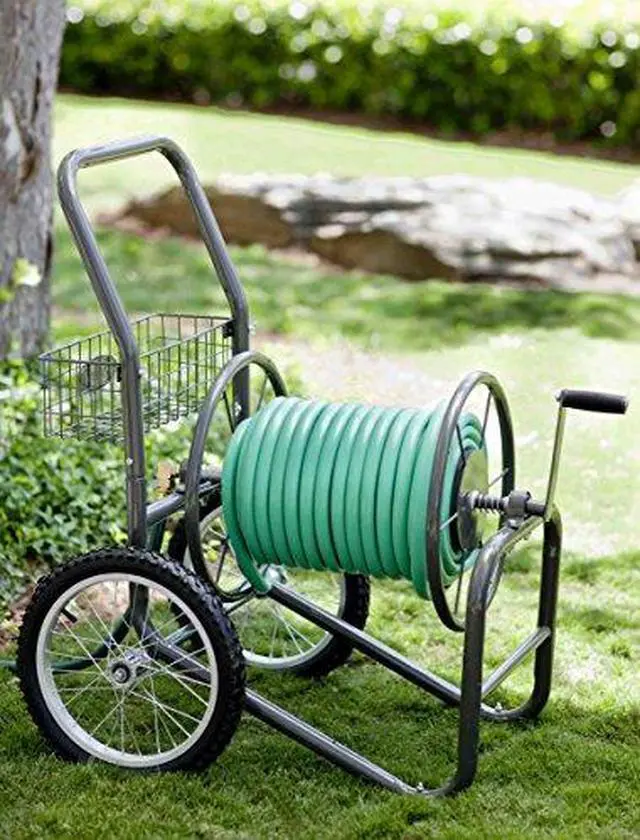 Alt view image 9 of 20 - Liberty Garden 880 Two Wheel Hose Cart - 2 Casters - 24" Width x 36.8" Depth x 38.8" Height - Steel Frame - Bronze