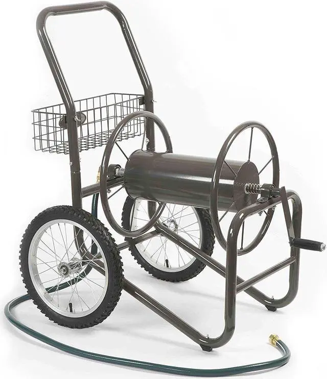 Alt view image 6 of 20 - Liberty Garden 880 Two Wheel Hose Cart - 2 Casters - 24" Width x 36.8" Depth x 38.8" Height - Steel Frame - Bronze