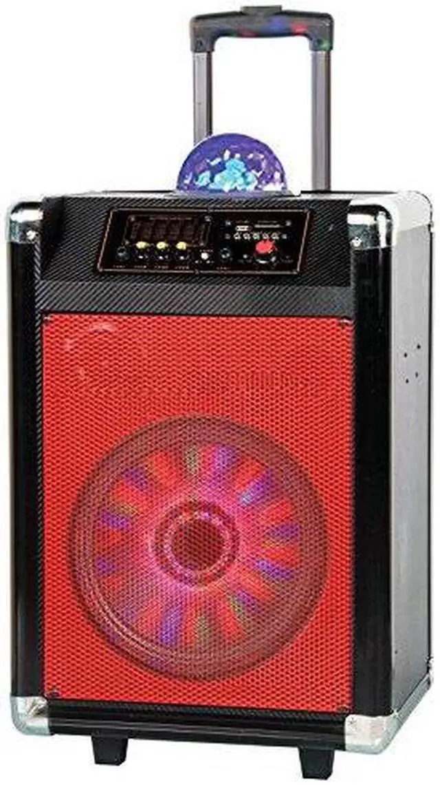 Alt view image 5 of 12 - Supersonic Speaker System - 18 W Rms - Portable - Battery Rechargeable - Wireless Speaker[s] - 30 Hz - 20 Khz - Sd - Bluetooth - Usb - Rechargeable Battery, Disco Light, Fm Radio, (iq3612djbtrd)