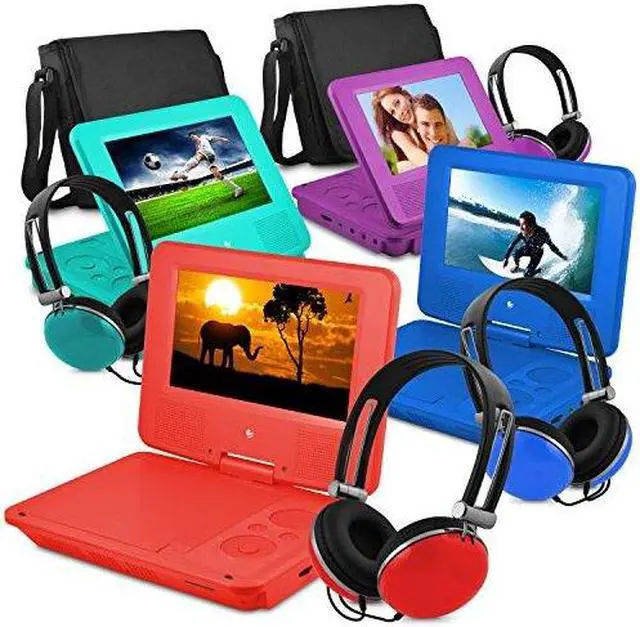 Alt view image 7 of 19 - Ematic EPD707RD 7-Inch Portable DVD Player with Matching Headphones and Bag (Red)