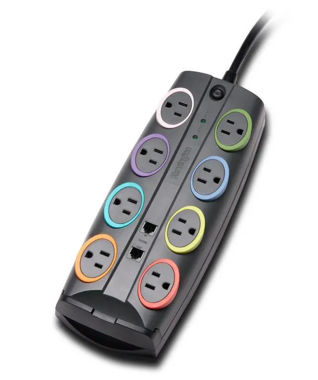 Alt view image 7 of 13 - SmartSockets Color-Coded Surge Protector 8 Outlets 8 ft Cord 3090 Joules