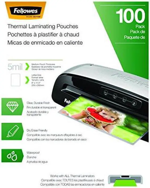 Alt view image 5 of 20 - Fellowes Laminating Pouches Letter Size Hot Pouch 9 x 11.5 5 mil 100 pack 5743501
