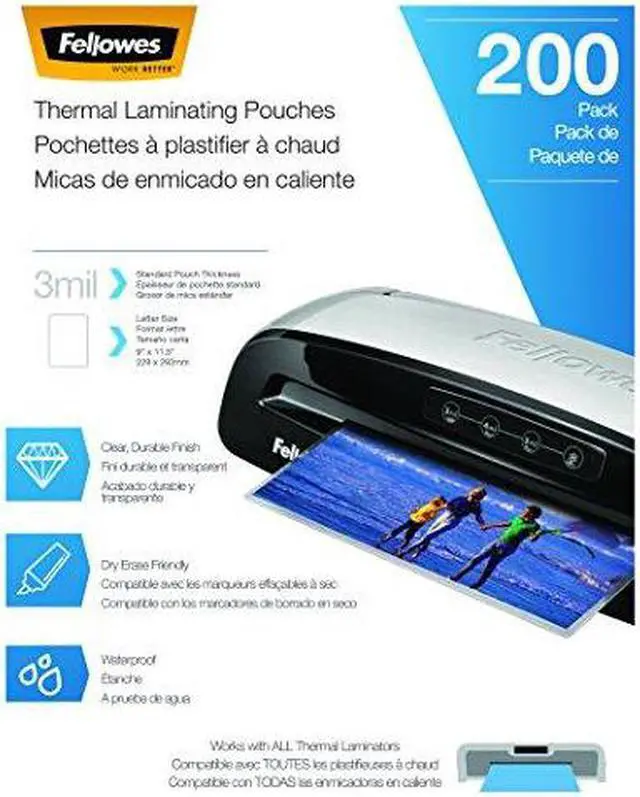 Alt view image 5 of 20 - Fellowes Laminating Pouches Letter Size Hot Pouch 9 x 11.5 3 mil 200 pack 5743401