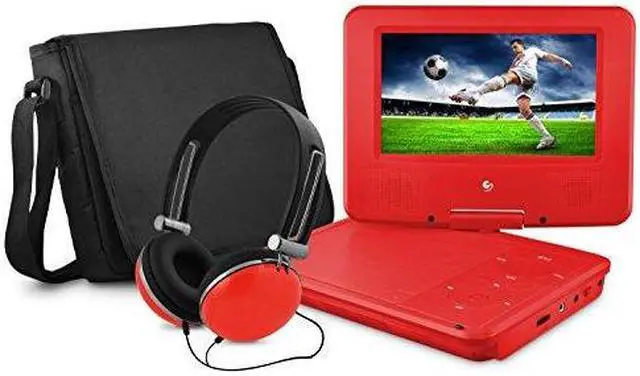 Alt view image 10 of 19 - Ematic EPD707RD 7-Inch Portable DVD Player with Matching Headphones and Bag (Red)