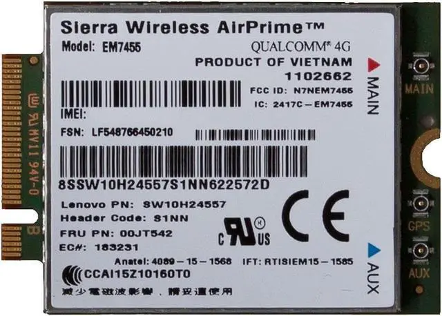 Alt view image 5 of 7 - Lenovo Sierra Wireless ThinkPad EM7455 4G LTE Mobile Broadband
