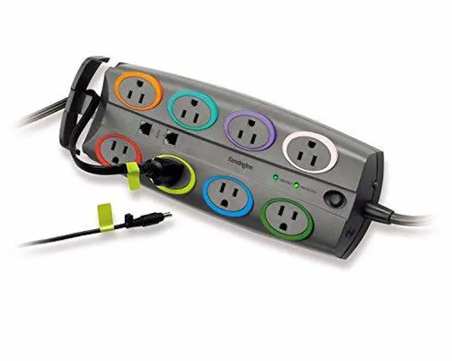 Alt view image 9 of 13 - SmartSockets Color-Coded Surge Protector 8 Outlets 8 ft Cord 3090 Joules