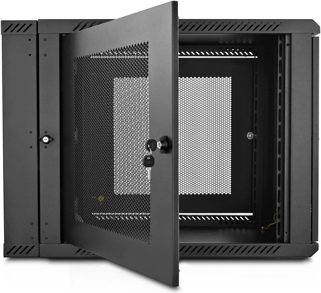 V7 RMWC12U-1N 12U Rack Wall Mount Enclosure Locking Vented Doors Rear ...