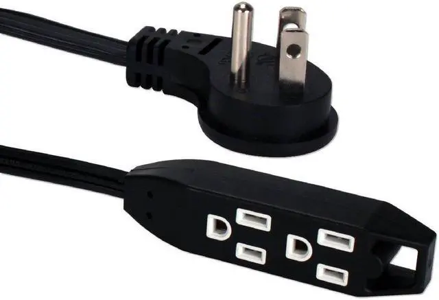 Main image of Qvs 3-Outlet 3-Prong 10Ft Right-Angle Flat Power Extension Cord