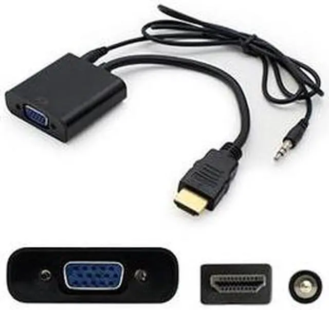 Alt view image 3 of 9 - Addon Hdmi Male To Vga Female Black Adapter Cable With 3.5Mm Audio And Micro Usb Ports