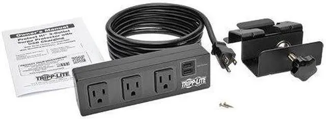 Alt view image 6 of 20 - Tripp Lite Protect It! 3-Outlet Surge Protector with Desk Clamp & 2 USB Ports