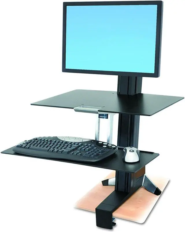 Alt view image 9 of 20 - Ergotron WorkFit-S Sit-Stand Workstation w/Worksurface LCD HD Monitor Aluminum