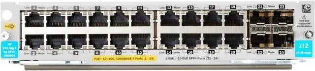 Alt view image 4 of 18 - HPE Aruba 20-port 10/100/1000BASE-T PoE+ / 4-port 1G/10GbE SFP+ MACsec v3 zl2 Module