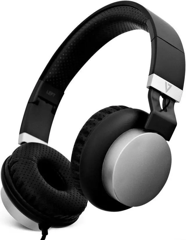 Alt view image 4 of 20 - V7 Lightweight On-Ear Headphones - Black/Silver - Stereo - Black, Silver - Mini-phone - Wired - On-ear, Over-the-head - Binaural - Supra-aural - Noise Canceling