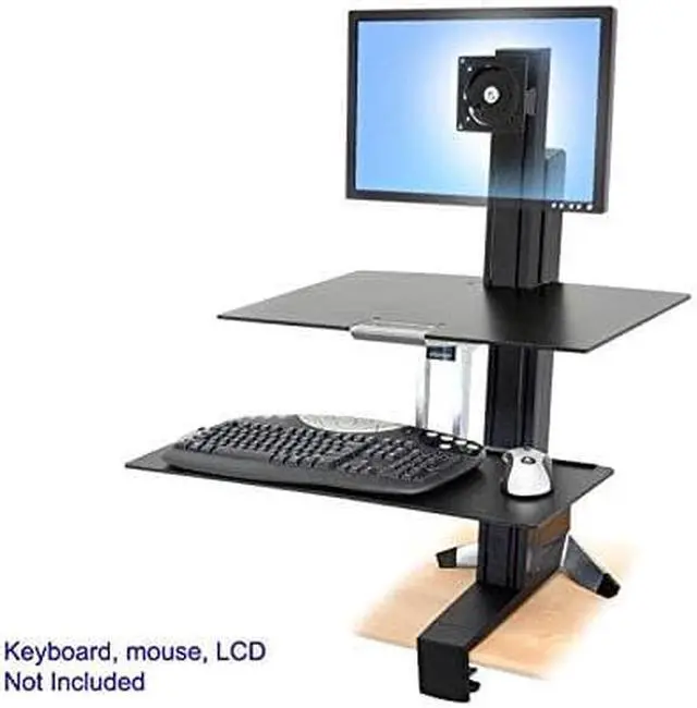 Alt view image 11 of 20 - Ergotron WorkFit-S Sit-Stand Workstation w/Worksurface LCD HD Monitor Aluminum