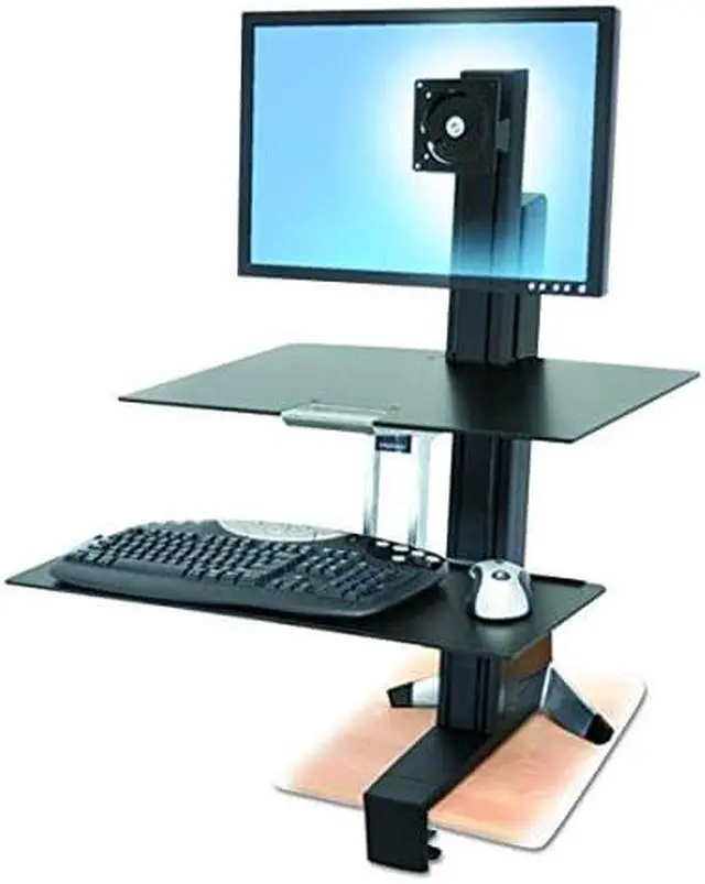 Alt view image 12 of 20 - Ergotron WorkFit-S Sit-Stand Workstation w/Worksurface LCD HD Monitor Aluminum