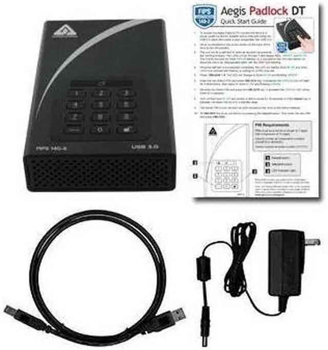 Alt view image 5 of 11 - APRICORN Aegis Padlock DT 6TB USB 3.0 FIPS 140-2 Encrypted USB 3.0 Desktop Hard Drive with PIN Access ADT-3PL256F-6000 Black