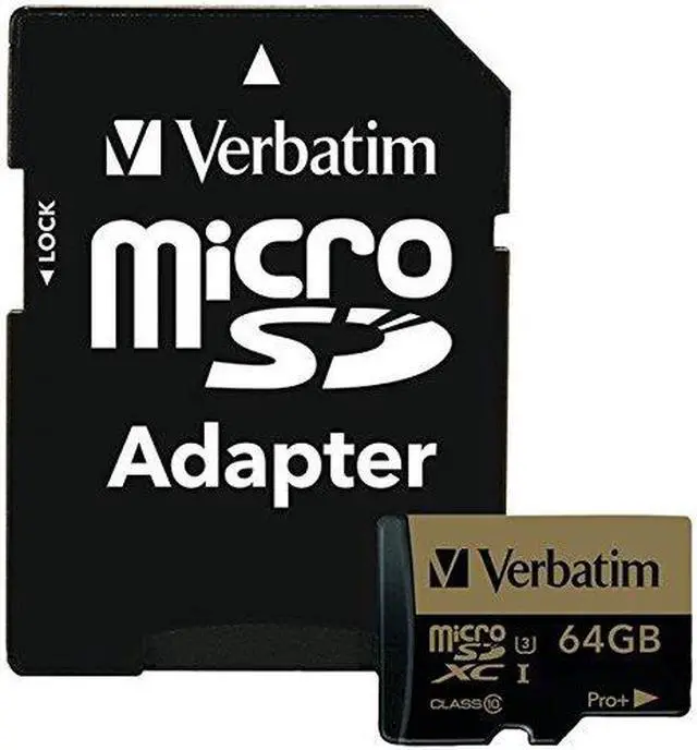 Alt view image 7 of 20 - Verbatim Memory Card microSDXC w/Adapter 64GB BK/GD 44034