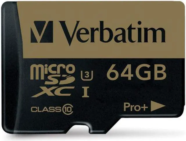 Alt view image 4 of 20 - Verbatim Memory Card microSDXC w/Adapter 64GB BK/GD 44034