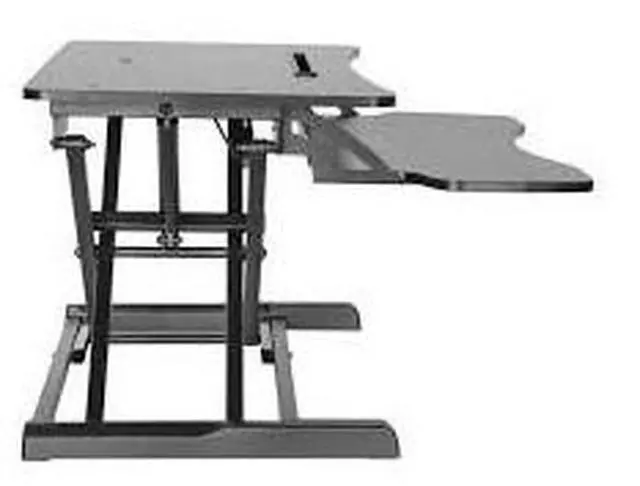 Alt view image 7 of 9 - Amer Mounts EZRiser30 Height Adjustable Sit/Stand Desk Computer Riser, 30" wide with Keyboard Tray - Black Finish