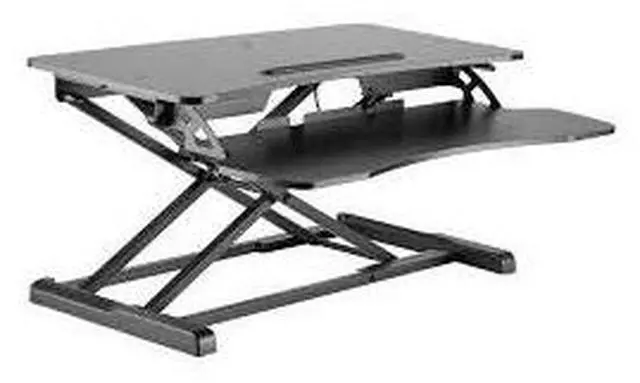 Alt view image 6 of 9 - Amer Mounts EZRiser30 Height Adjustable Sit/Stand Desk Computer Riser, 30" wide with Keyboard Tray - Black Finish