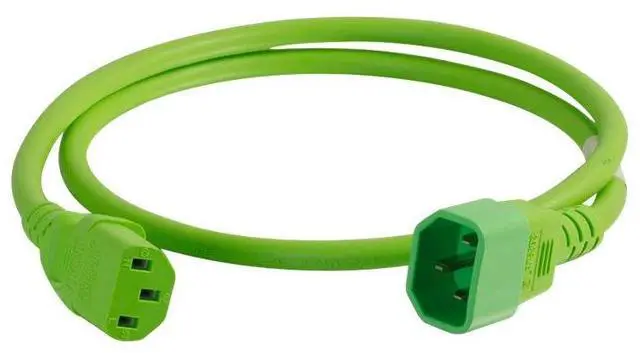 Alt view image 2 of 7 - C2G 17555 14 AWG Power Cord - C14 to C13, Green (6 Feet, 1.82 Meters)