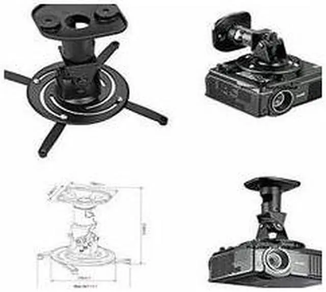Alt view image 3 of 11 - AMER NETWORKS AMRP100B UNIVERSAL PROJECTOR MOUNT BLACK