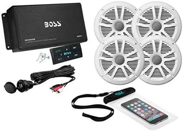 Alt view image 11 of 20 - BOSS Audio ASK904B.64 4-Channel Bluetooth Amp with 4 speakers White