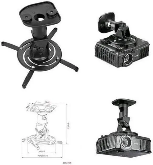 Alt view image 4 of 11 - AMER NETWORKS AMRP100B UNIVERSAL PROJECTOR MOUNT BLACK