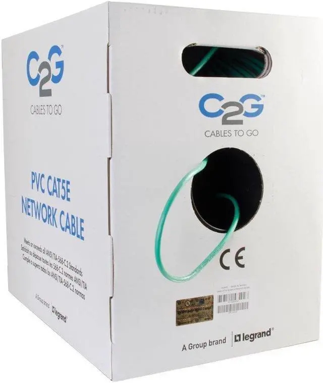 Alt view image 4 of 12 - C2G 43402 Cat5e Bulk Cable - Unshielded Ethernet Network Cable with Stranded Conductors, in-Wall cm-Rated, TAA Compliant, Green (1000 Feet, 304.8 Meters)