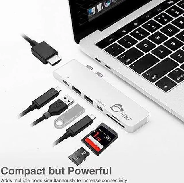Alt view image 7 of 20 - SIIG Thunderbolt 3 USB-C Hub HDMI with Card Reader & PD Adapter - Silver