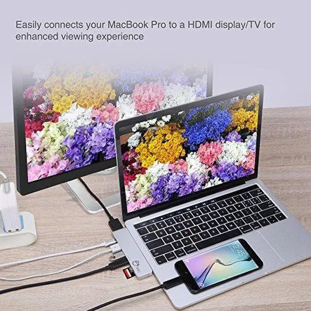 Alt view image 8 of 20 - SIIG Thunderbolt 3 USB-C Hub HDMI with Card Reader & PD Adapter - Silver