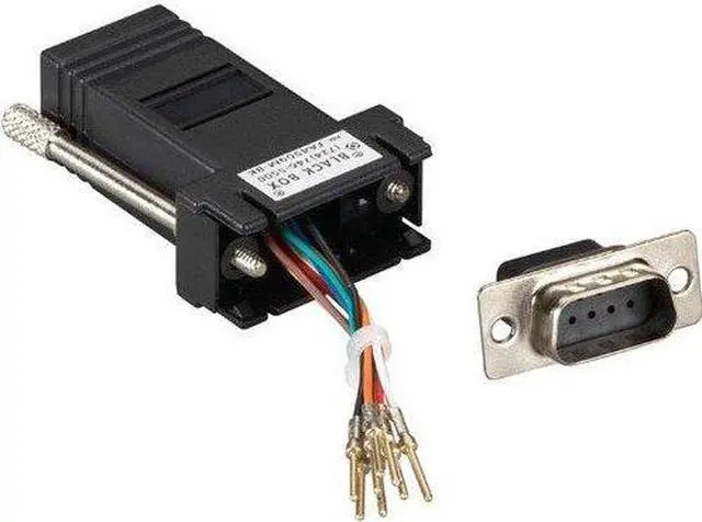 Main image of Black Box Modular Adapter Kit [unassembled], Db9 Male To Rj-45, 8-wire, Black - 1 X Db-9 Male Serial - 1 X Rj-45 Female Network - Gold Plated, Nickel Plated Contact - Black (fa4509m-bk)
