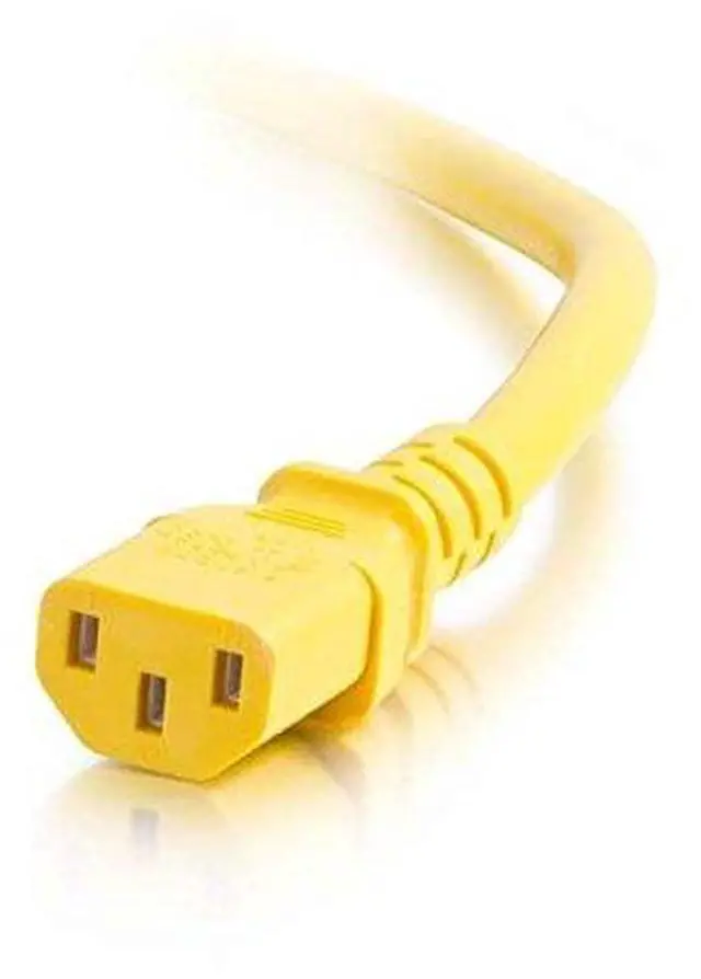 Alt view image 4 of 5 - C2G 17484 18 AWG Power Cord - C14 to C13, Yellow (2 Feet, 0.60 Meters)