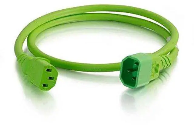 Alt view image 3 of 13 - C2G 17537 14 AWG Power Cord - C14 to C13, Green (3 Feet, 0.91 Meters)