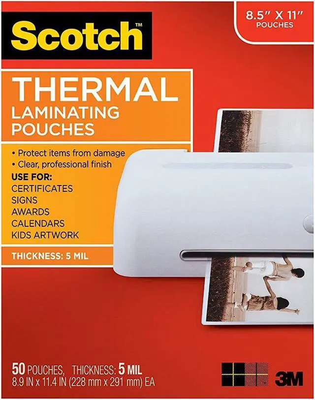 Alt view image 2 of 19 - Scotch Letter Size Thermal Laminating Pouches 5 mil 11 1/2 x 9 50/Pack TP585450