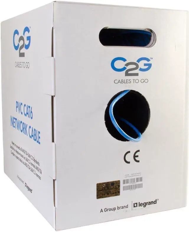 Alt view image 6 of 18 - C2G 43405 Cat6 Bulk Cable - Unshielded Ethernet Network Cable with Stranded Conductors, In-Wall CM-Rated, TAA Compliant, Blue (1000 Feet, 304.8 Meters)