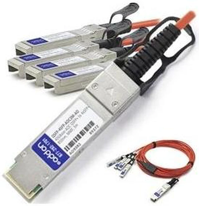 Alt view image 3 of 8 - Addon Cisco Qsfp-4X10g-Aoc7m Compatible Taa Compliant 40Gbase-Aoc Qsfp+ To 4Xsfp+ Direct Attach Cable (850Nm Mmf 7M)