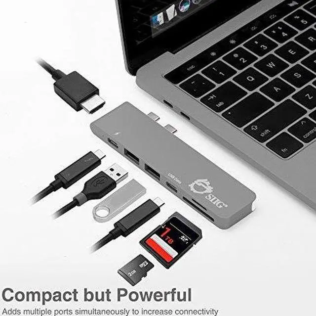 Alt view image 5 of 20 - SIIG Thunderbolt 3 USB-C Hub HDMI with Card Reader & PD Adapter - Space Gray