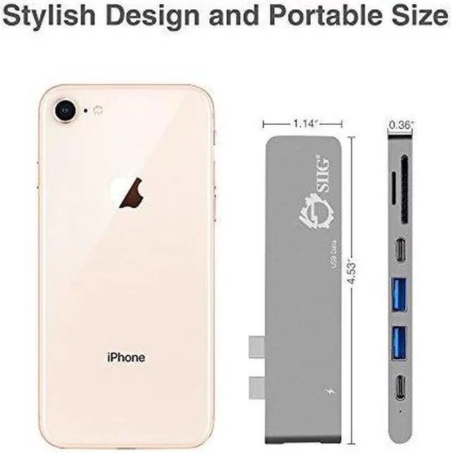 Alt view image 7 of 20 - SIIG Thunderbolt 3 USB-C Hub HDMI with Card Reader & PD Adapter - Space Gray