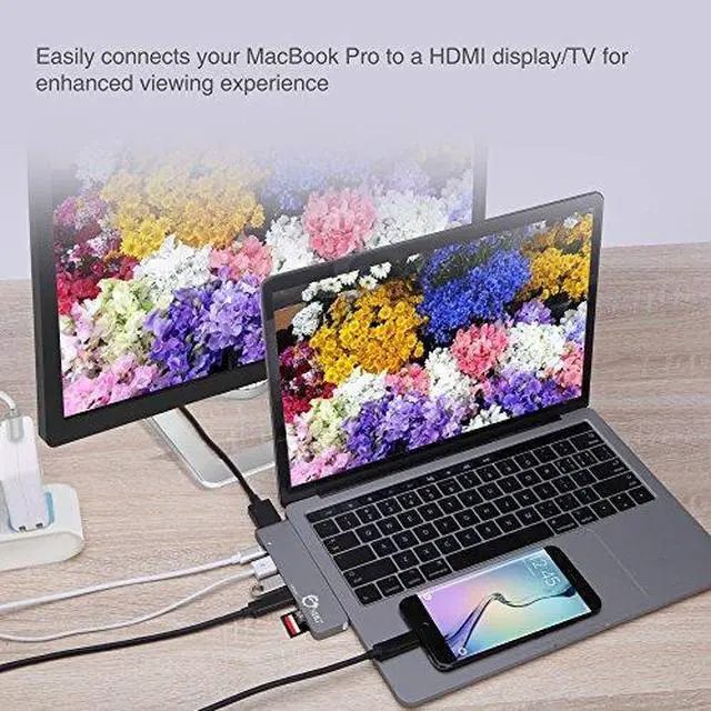 Alt view image 6 of 20 - SIIG Thunderbolt 3 USB-C Hub HDMI with Card Reader & PD Adapter - Space Gray