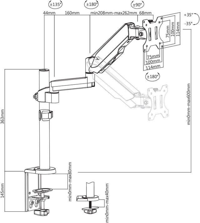 Alt view image 3 of 11 - V7 Dm1ta-1N Desk Mount For Monitor - Silver