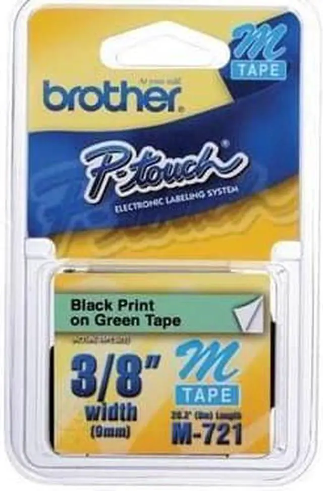 Alt view image 5 of 9 - Brother P-Touch M Series Tape Cartridge for P-Touch Labelers, 3/8w, Black on Green
