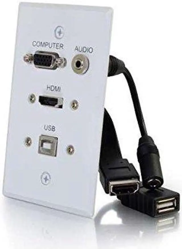 Alt view image 8 of 13 - C2G / Cables To Go 39706 HDMI, VGA, 3.5MM Audio and USB Pass Through Single Gang Wall Plate, White