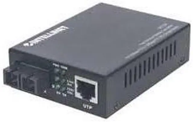 Alt view image 3 of 11 - Intellinet Fast Ethernet Single Mode Media Converter, 10/100Base-TX to 100Base-FX (SC) Single-Mode, Wavelength 1310 nm, 20 km (12.4 mi)