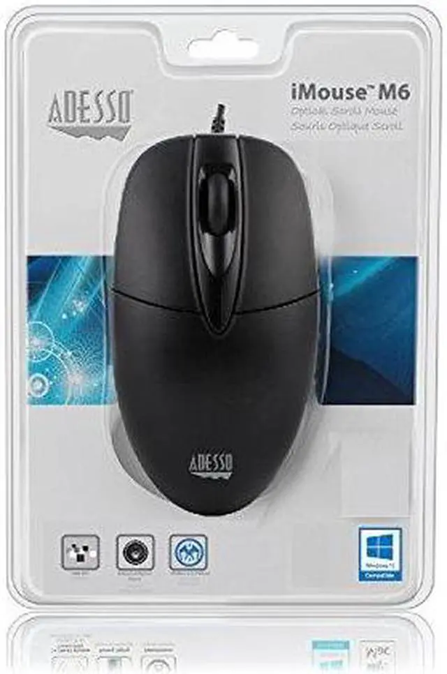 Alt view image 7 of 20 - ADESSO iMouseM6 Black 3 Buttons 1 x Wheel USB Wired Optical Mouse