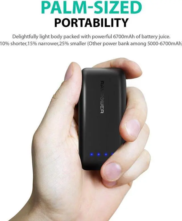 Alt view image 2 of 11 - RAVPower Pink 6700 mAh Power Bank RP-PB060(P)