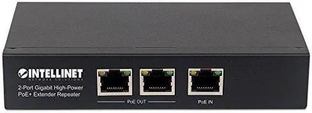 Alt view image 5 of 9 - Intellinet 2-Port Gigabit High-Power PoE+ Extender Repeater, IEEE 802.3at/af Compliant Range Extender, 100 m (328 ft.) Additional Range, 2 PSE Ports, Metal
