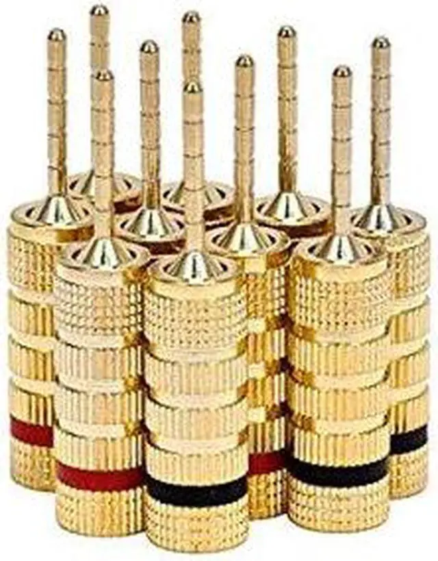 Alt view image 3 of 9 - Monoprice High Quality Gold Plated Speaker Pin Plugs - 5 Pairs - Pin Screw Type, For Speaker Wire, Home Theater, Wall Plates And More