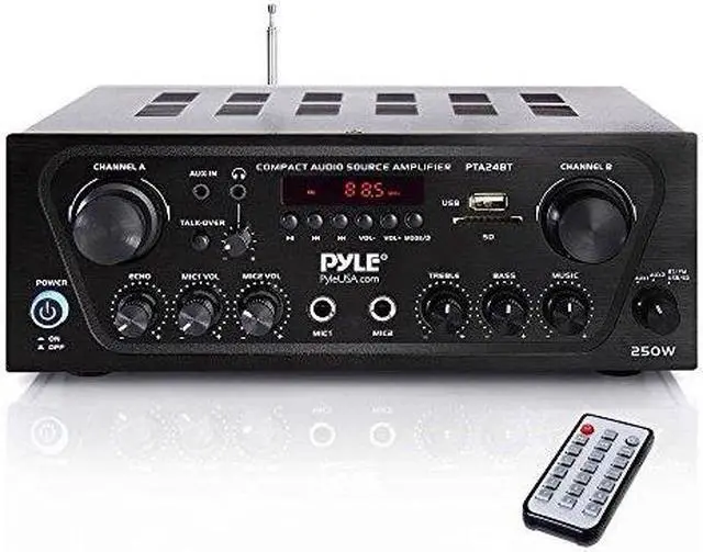 Alt view image 3 of 20 - Pyle PTA24BT 250W 2-Channel Compact Bluetooth Home Audio Amplifier with Stereo Receiver
