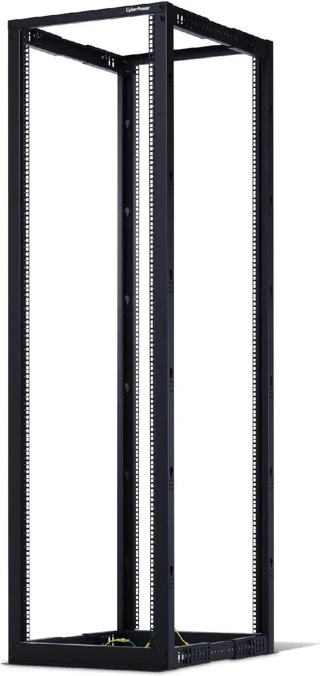 Alt view image 2 of 11 - CyberPower - CR45U40001 - CyberPower 4-post Open Frame 19 Rack - 19 45U Wide x 40 Deep Floor Standing - Black - 1760 lb
